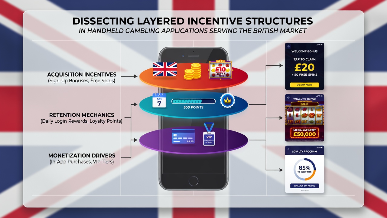 Mobile gambling app interface showing layered promotional elements on a smartphone screen