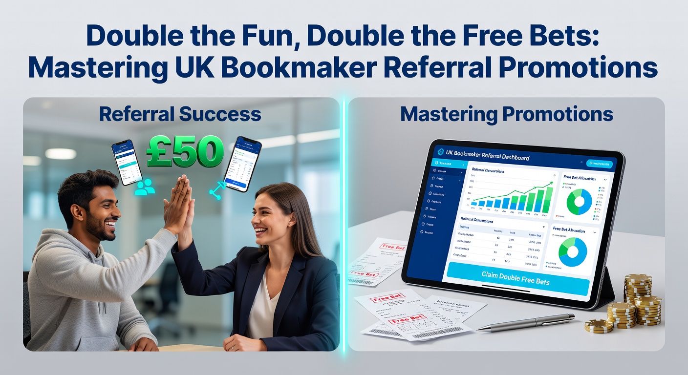 Group of friends exchanging bookmaker referral links over drinks, with free bet notifications popping up on phones