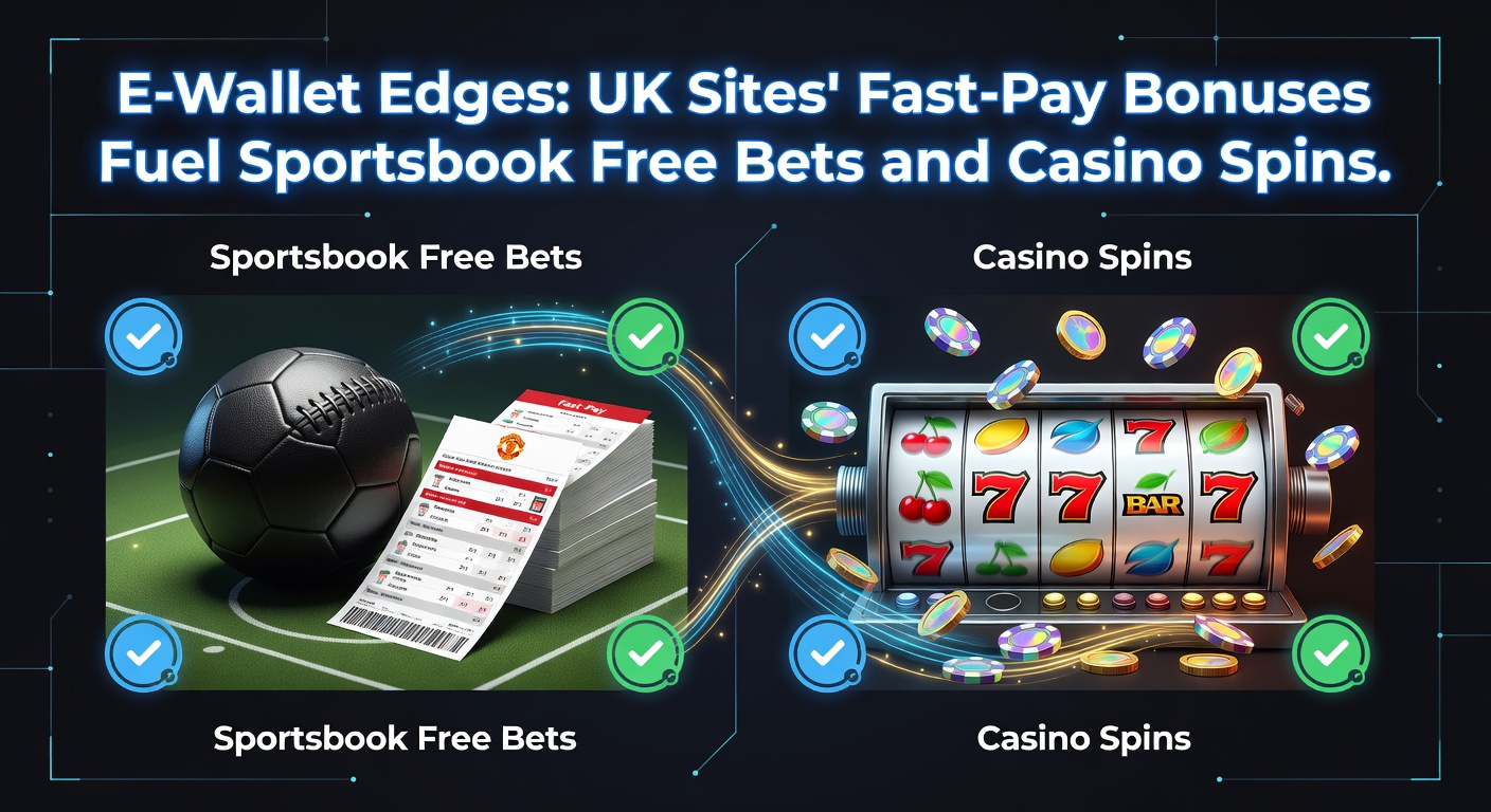 Dynamic graphic illustrating e-wallet transaction flow from deposit bonus to free bet activation and casino spin rewards on a UK betting dashboard