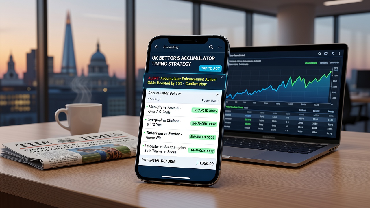 Bettors reviewing timed accumulator alerts on smartphones during live sports events