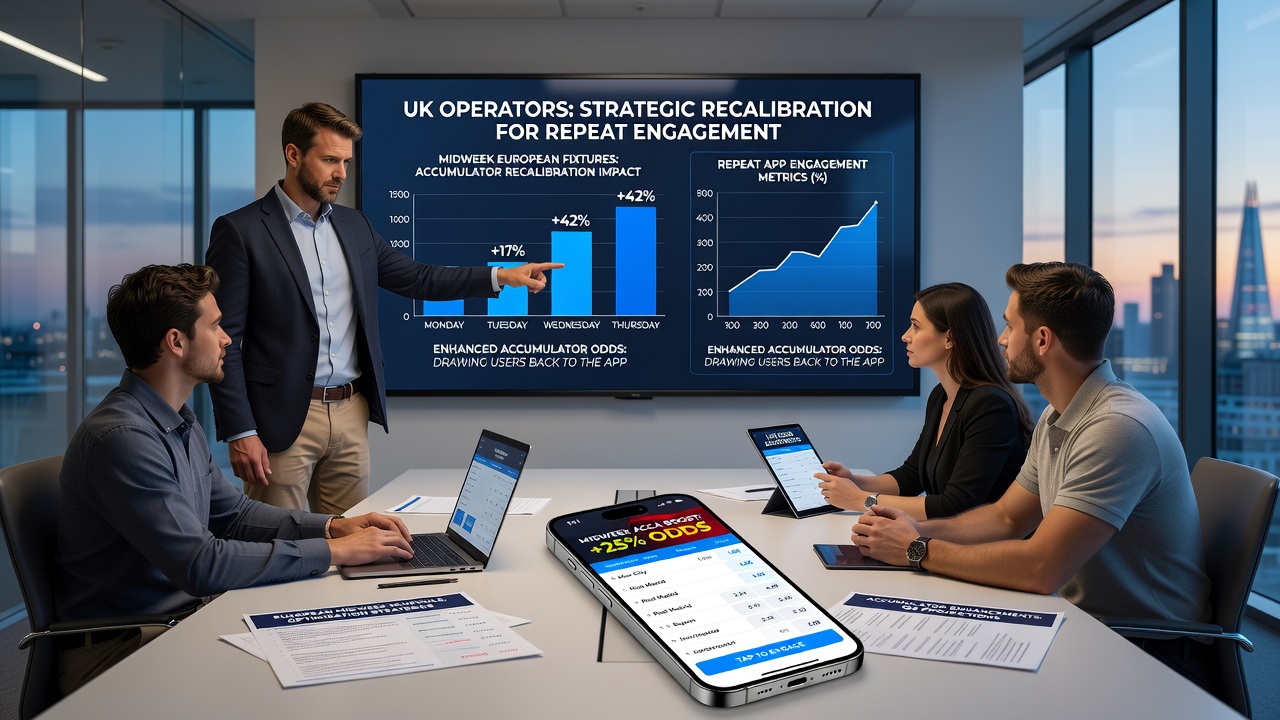 UK betting app interface showing accumulator promotions for midweek European matches