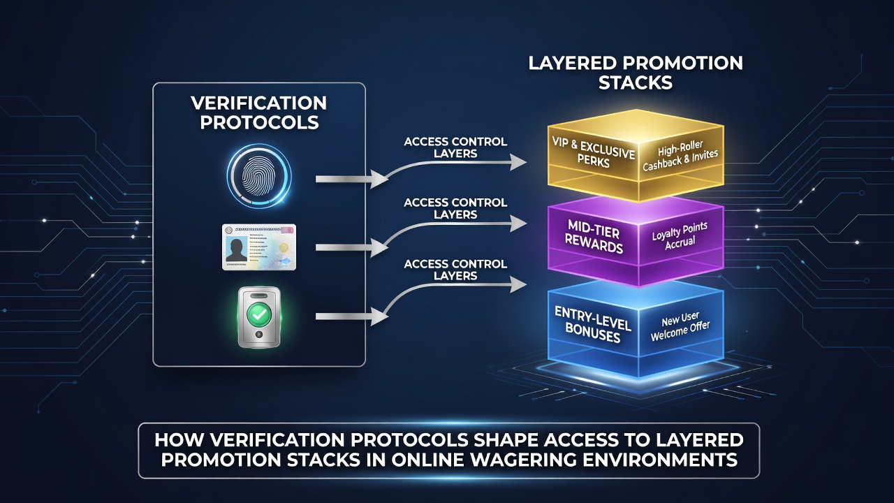 Flowchart illustrating how verification stages unlock successive levels of betting promotions