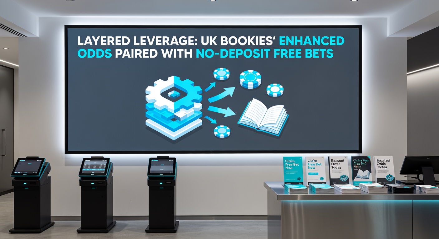 Screenshots of UK betting apps showing a no-deposit free bet applied to an enhanced odds football market, illustrating the layering effect in action