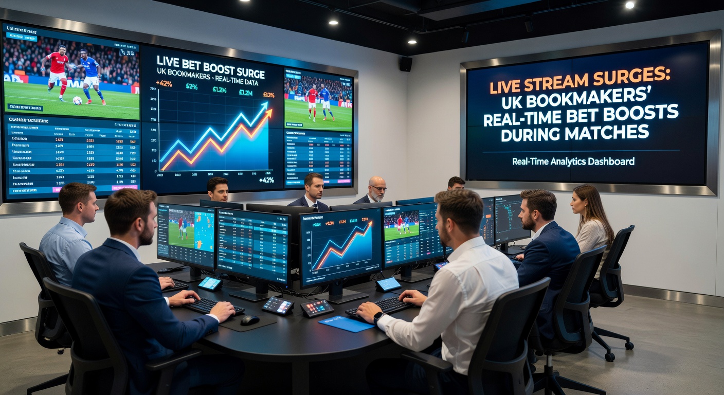 Dynamic live stream of a Premier League football match with overlaid betting odds surging in real-time