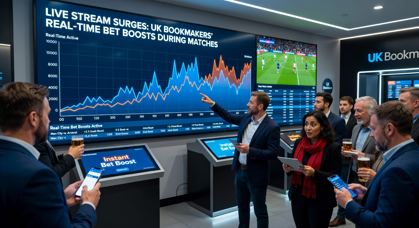 Close-up of a mobile betting app showing real-time odds boost notification during a live-streamed soccer match