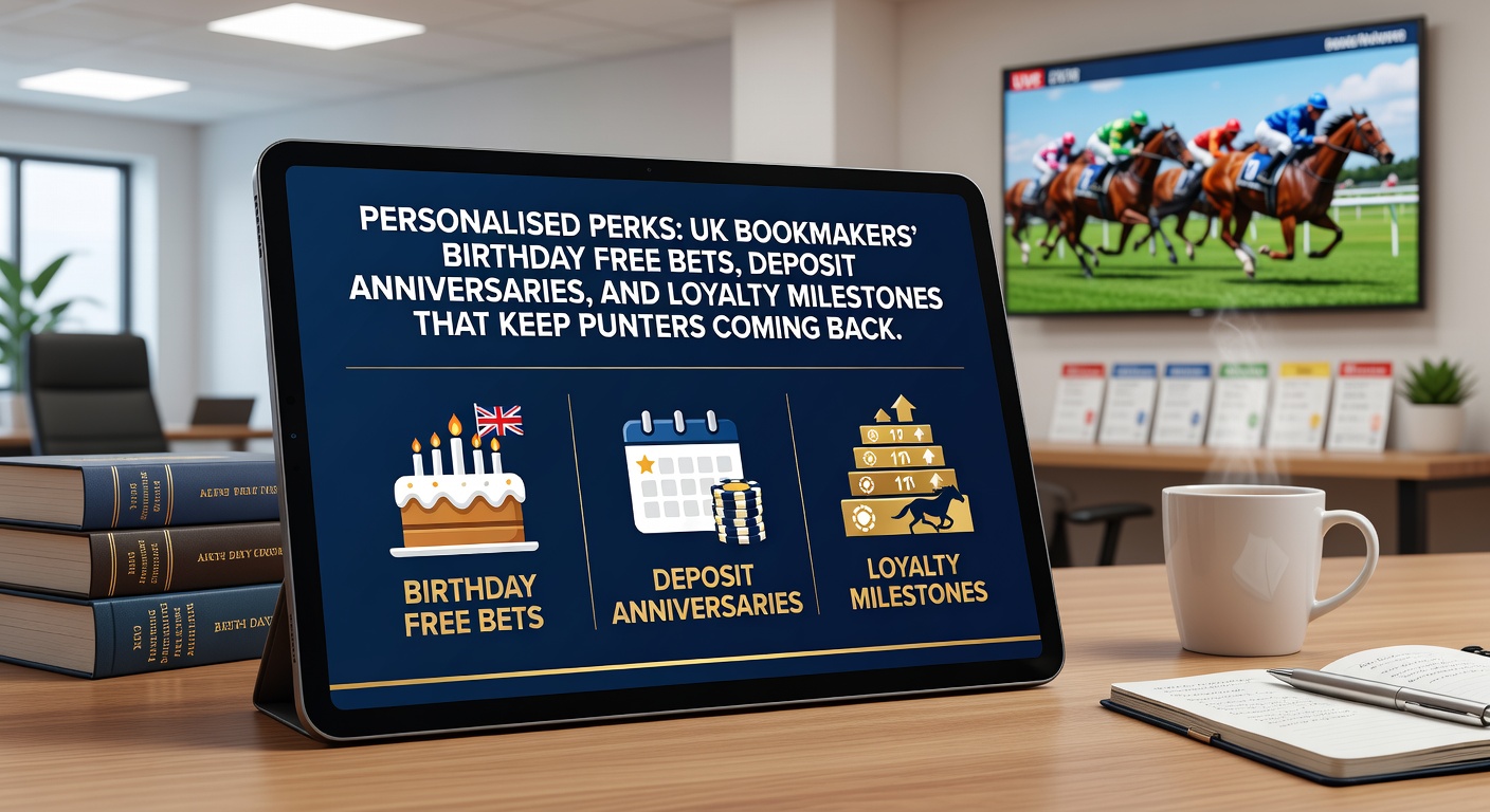 Graphic showing a calendar with birthday cake and betting slips, highlighting personalised bookmaker rewards