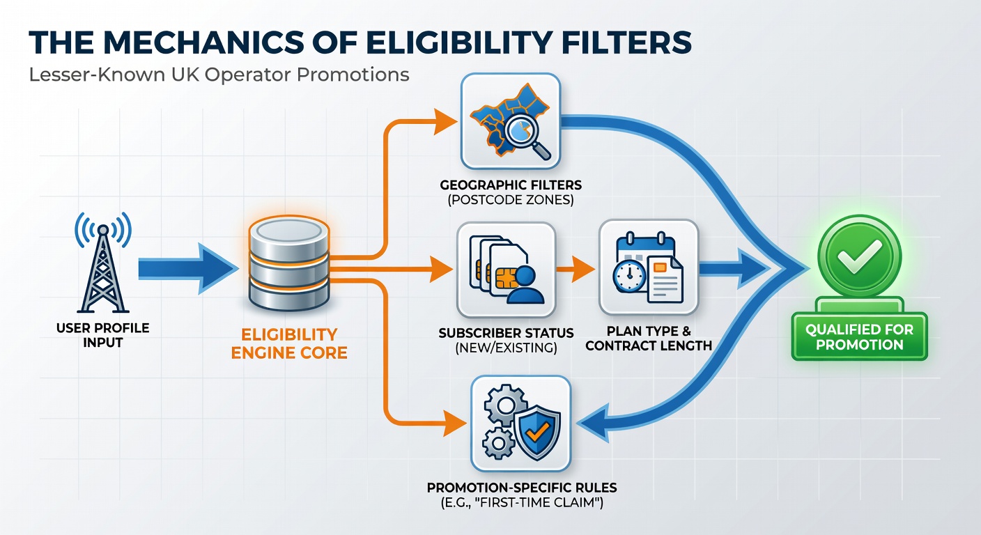 Flowchart of eligibility verification steps for UK operator offers